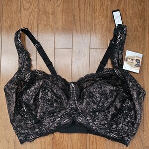 NWT CURVY CONTURE Black Lacy Wirefree Bra - 40H